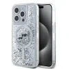 Carcasă spate MagSafe cu sclipici lichid Karl Lagerfeld pentru iPhone 15 Pro Max, transparentă, cu capete Karl și Choupette