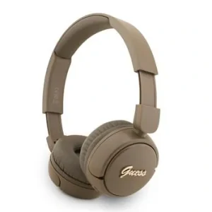 Căști fără fir Guess Script Metal Logo maro