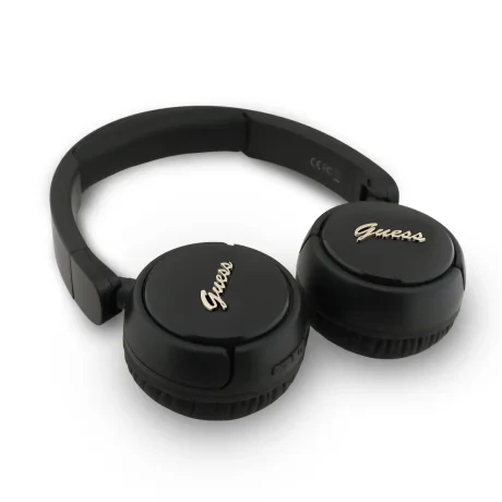 Căști fără fir Guess Script Metal Logo, negre