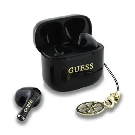 Căști wireless Guess Classic Logo Charm TWS, negre