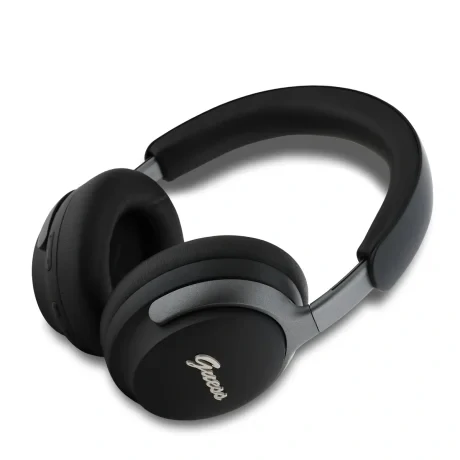 Căști wireless Guess cu logo din piele PU și ANC/ENC, negre