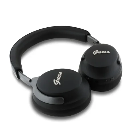 Căști wireless Guess cu logo din piele PU și ANC/ENC, negre