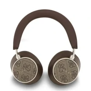 Căști wireless Guess din piele PU 4G cu logo clasic ENC, maro