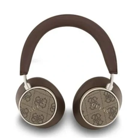 Căști wireless Guess din piele PU 4G cu logo clasic ENC, maro