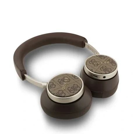 Căști wireless Guess din piele PU 4G cu logo clasic ENC, maro