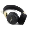 Căști wireless Guess din piele PU 4G cu logo metalic, negre