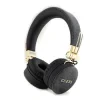 Căști wireless Guess din piele PU 4G cu logo metalic, negre