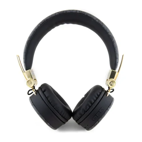 Căști wireless Guess din piele PU 4G cu logo metalic, negre