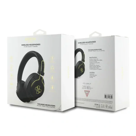 Căști wireless Guess PU 4G Metal Logo ENC, negre