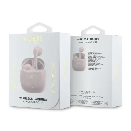 Căști wireless Guess TWS cu logo clasic imprimat, roz