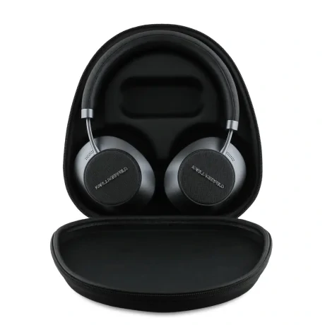 Căști wireless Karl Lagerfeld Saffiano Metal Logo ANC/ENC, negre