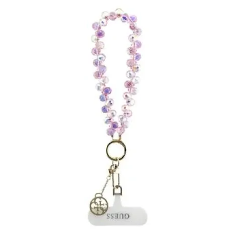 Curea de încheietură universală Guess cu cristale 4G, pandantiv roz
