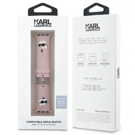 Curea NFT Karl Lagerfeld Karl and Choupette Head pentru Apple Watch 38/40/41 roz