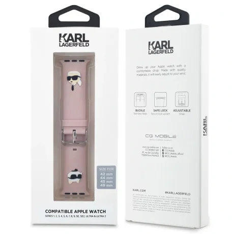 Curea NFT Karl Lagerfeld Karl and Choupette Head pentru Apple Watch 42/44/45/46/49 roz