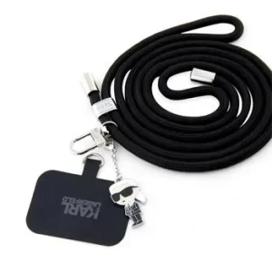 Curea universală Karl Lagerfeld Crossbody cu șnur și pini Ikonik negri