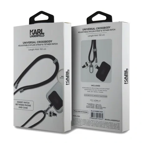 Curea universală Karl Lagerfeld Crossbody cu șnur și pini Ikonik negri