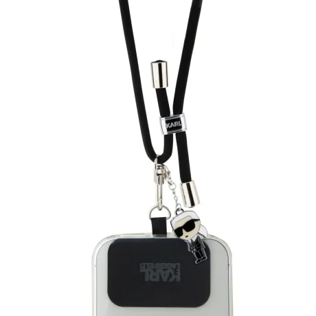 Curea universală Karl Lagerfeld Crossbody cu șnur și pini Ikonik negri