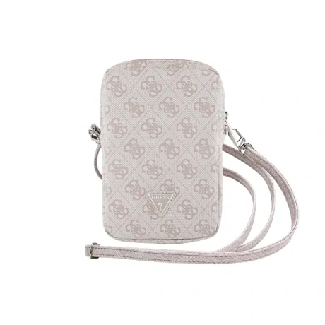 Geantă de telefon Guess PU 4G cu logo triunghiular și fermoar, roz