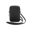 Geantă de telefon Guess PU Grained 4G cu logo metalic și fermoar, neagră