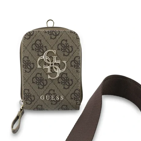 Geantă Guess Crossbody cu curea din PU 4G cu logo metalic + portofel maro