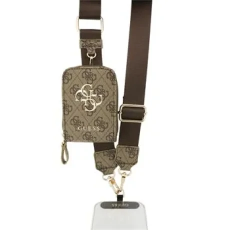 Geantă Guess Crossbody cu curea din PU 4G cu logo metalic + portofel maro