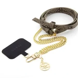 Geantă Guess Crossbody cu lanț din PU 4G și pandantiv auriu/maro