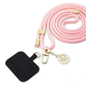 Geantă Guess Crossbody cu șnur 4G, auriu/roz