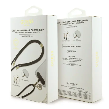 Geantă Guess Crossbody Strap 4G cu cablu de încărcare USB-C/USB-C Negru