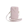 Husă de telefon Guess PU cu logo metalic granulat 4G și fermoar, roz