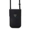 Husă de telefon Guess PU cu logo triunghiular granulat, neagră