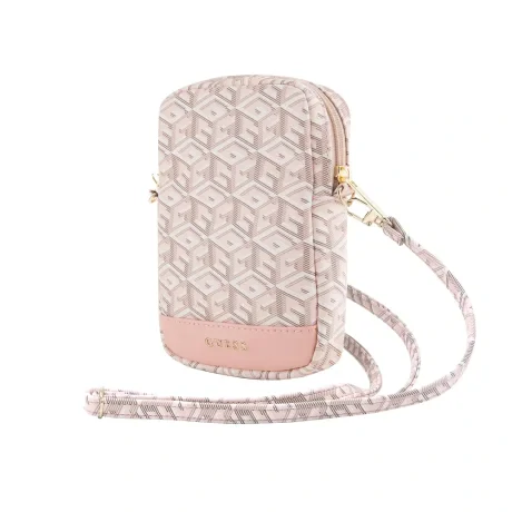 Husă de telefon Guess PU G Cube cu fermoar, roz