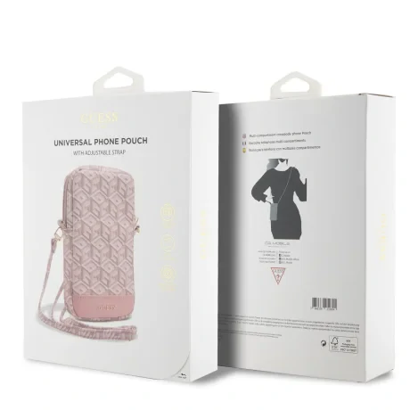 Husă de telefon Guess PU G Cube cu fermoar, roz