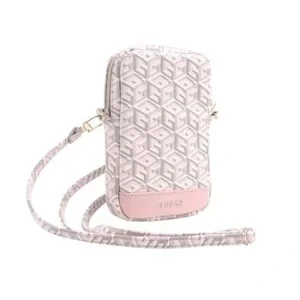 Husă de telefon Guess PU G Cube cu fermoar, roz