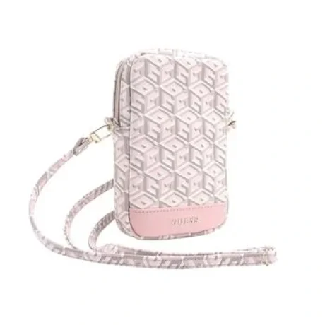 Husă de telefon Guess PU G Cube cu fermoar, roz