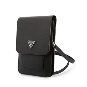 Husă de telefon Guess PU Saffiano Triangle Logo Neagră