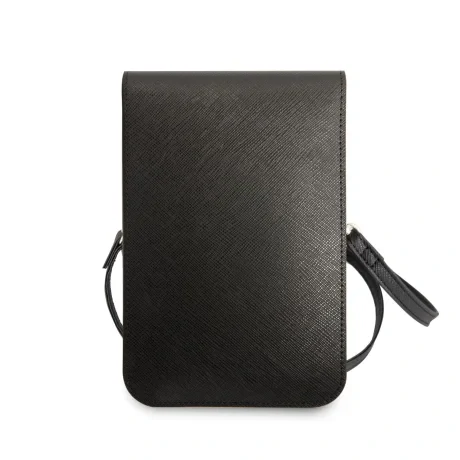 Husă de telefon Guess PU Saffiano Triangle Logo Neagră