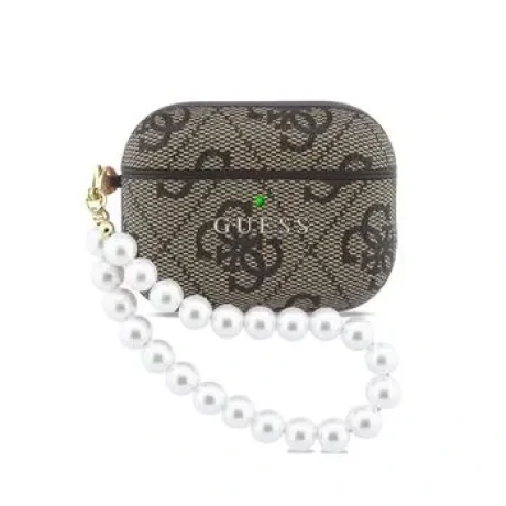 Husă Guess PU 4G Classic Logo Pearl Strap pentru AirPods Pro 3, maro