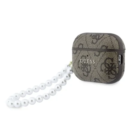 Husă Guess PU 4G Classic Logo Pearl Strap pentru AirPods Pro 3, maro