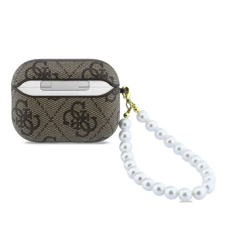 Husă Guess PU 4G Classic Logo Pearl Strap pentru AirPods Pro 3, maro