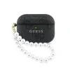 Husă Guess PU 4G Classic Logo Pearl Strap pentru AirPods Pro 3, neagră