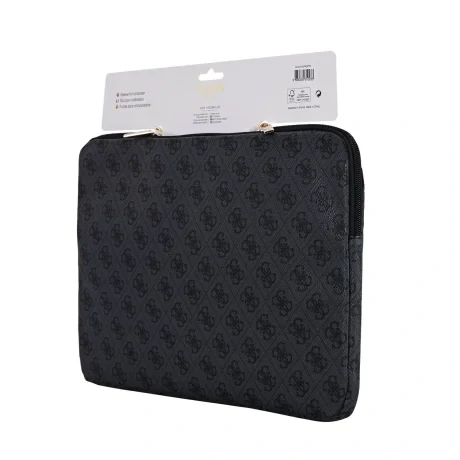 Husă Guess PU 4G Triangle Logo pentru Notebook 14&amp;quot; Neagră
