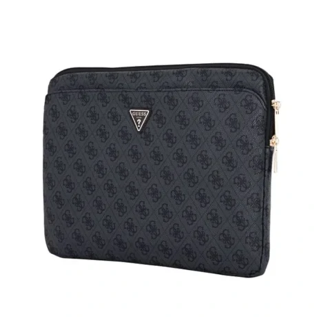 Husă Guess PU 4G Triangle Logo pentru Notebook 14&amp;quot; Neagră