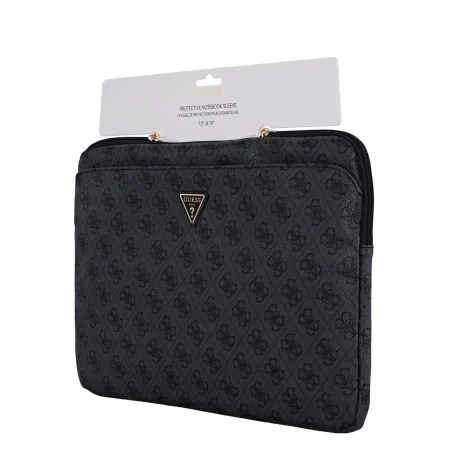 Husă Guess PU 4G Triangle Logo pentru Notebook 14&amp;quot; Neagră