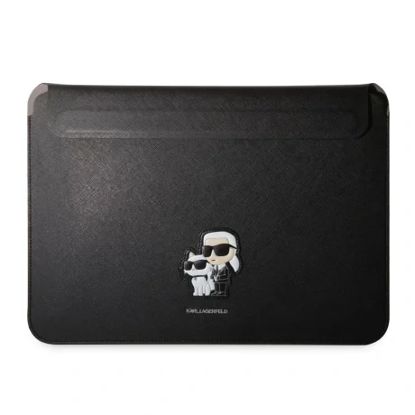 Husă pentru caiet Karl Lagerfeld Saffiano Karl and Choupette 13/14&amp;quot; Neagră
