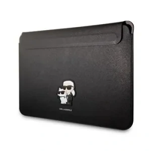 Husă pentru caiet Karl Lagerfeld Saffiano Karl and Choupette 13/14&amp;quot; Neagră