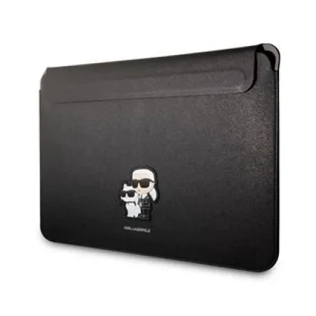 Husă pentru caiet Karl Lagerfeld Saffiano Karl and Choupette 13/14&amp;quot; Neagră