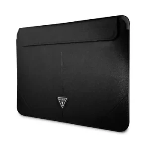 Husă pentru computer Guess Saffiano Triangle Metal Logo 13/14&amp;quot; Neagră