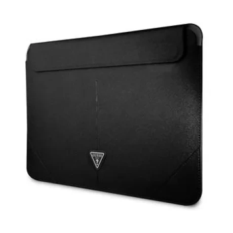 Husă pentru computer Guess Saffiano Triangle Metal Logo 13/14&amp;quot; Neagră