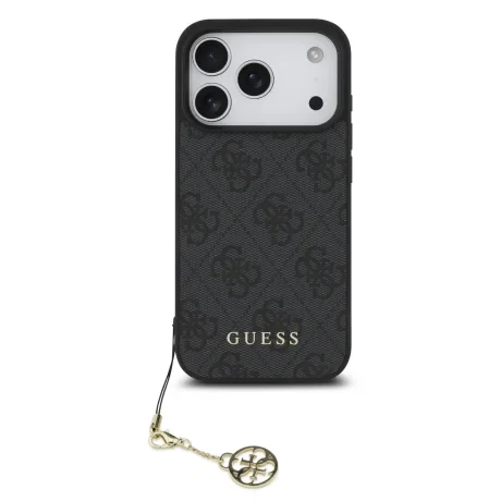 Husă spate Guess 4G Charm MagSafe pentru iPhone 17 Pro, gri ton pe ton