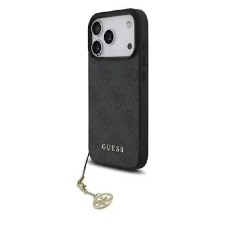 Husă spate Guess 4G Charm MagSafe pentru iPhone 17 Pro, gri ton pe ton